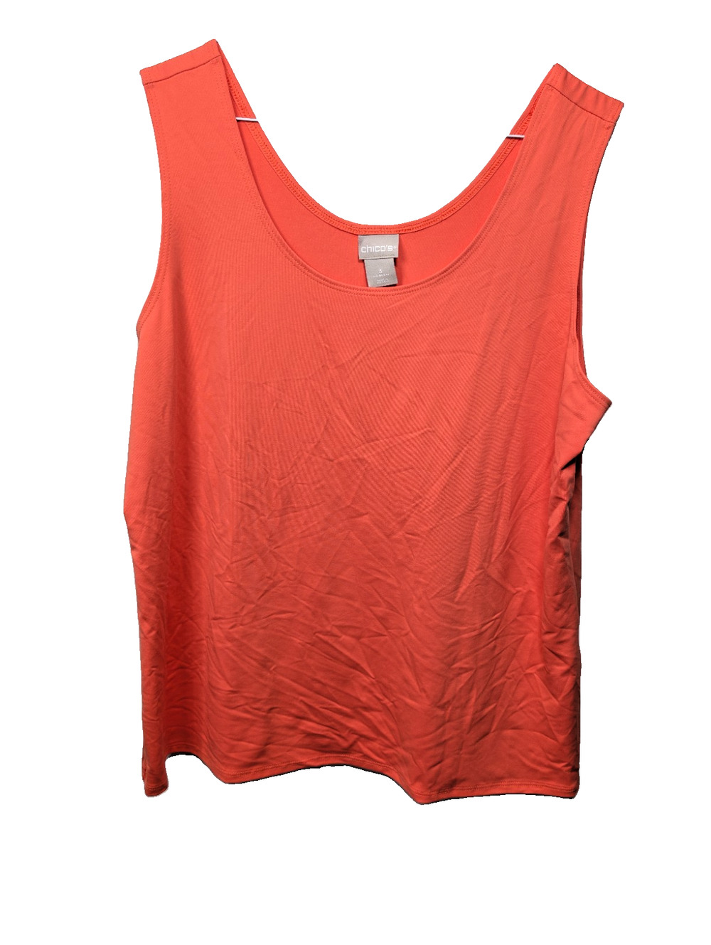 Chicos Size 3 XL Orange Tank Top Shell Shirt Stretch Sleeveless EUC Solid Knit